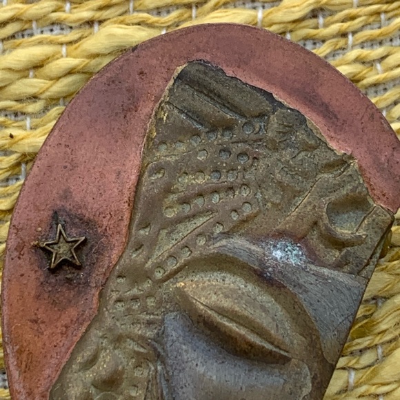 OOAK Vintage Artesian Egyptian Planetary Metal Brooch Pin Jewelry Planet Stars - Picture 4 of 11